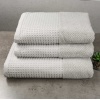 Комплект махрових рушників Вафельний Бордюр 3шт GM Textile 50х90см, 50х90см, 70х140см 500г/м2 (Попелястий)