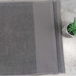 Банний рушник Вафельний Бордюр GM Textile 70х140см 500г/м2 (Сірий)
