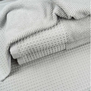 Банний рушник Вафельний Бордюр GM Textile 70х140см 500г/м2 (Попелястий)