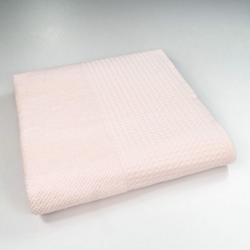 Банний рушник Вафельний Бордюр GM Textile 70х140см 500г/м2 (Світло-Рожевий)