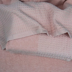 Банний рушник Вафельний Бордюр GM Textile 70х140см 500г/м2 (Рожевий)