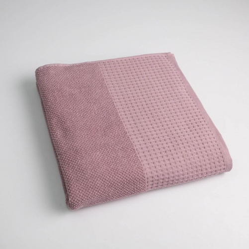 Банний рушник Вафельний Бордюр GM Textile 70х140см 450г/м2 (Пудра)