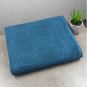 Махровий банний рушник Уельс GM Textile 70х140см 500г/м2 (Синій)
