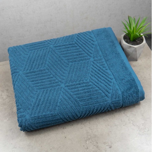 Махровий банний рушник Уельс GM Textile 70х140см 500г/м2 (Синій)