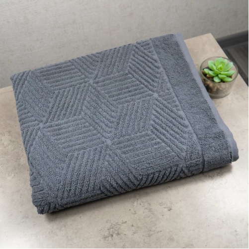 Махровий банний рушник Уельс GM Textile 70х140см 500г/м2 (Темно-Сірий)