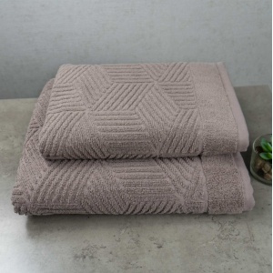 Комплект махровых полотенец Уельс 2шт GM Textile 50х90см, 70х140см 500г/м2 (Шоколад)