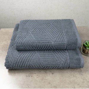 Комплект махрових рушників Уельс 2шт GM Textile 50х90см, 70х140см 500г/м2 (Темно-Сірий)