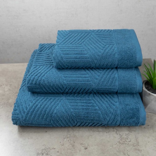 Комплект махрових рушників Уельс 3шт GM Textile 40х70см, 50х90см, 70х140см 500г/м2 (Синій)