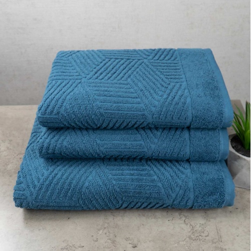 Комплект махрових рушників Уельс 3шт GM Textile 50х90см, 50х90см, 70х140см 500г/м2 (Синій)