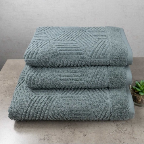 Комплект махрових рушників Уельс 3шт GM Textile 50х90см, 50х90см, 70х140см 500г/м2 (Темно-М'ятний)