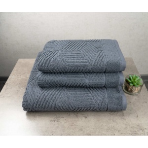 Комплект махрових рушників Уельс 3шт GM Textile 50х90см, 50х90см, 70х140см 500г/м2 (Темно-Сірий)