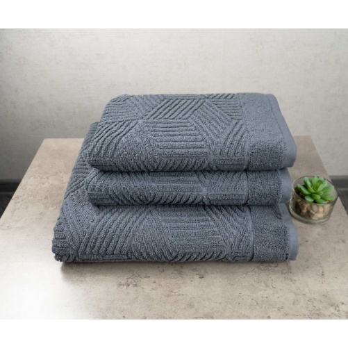 Комплект махрових рушників Уельс 3шт GM Textile 50х90см, 50х90см, 70х140см 500г/м2 (Темно-Сірий)