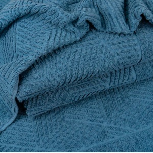Махровий банний рушник Уельс GM Textile 70х140см 500г/м2 (Синій)