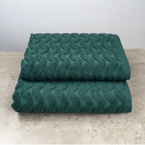Комплект махрових рушників Жакардових Хвиля 2шт GM Textile 50х90см, 70х140см 500г/м2 (Зелений) Комплект махрових рушників Жакардових Хвиля 2шт GM Textile 50х90см, 70х140см 500г/м2 (Зелений)