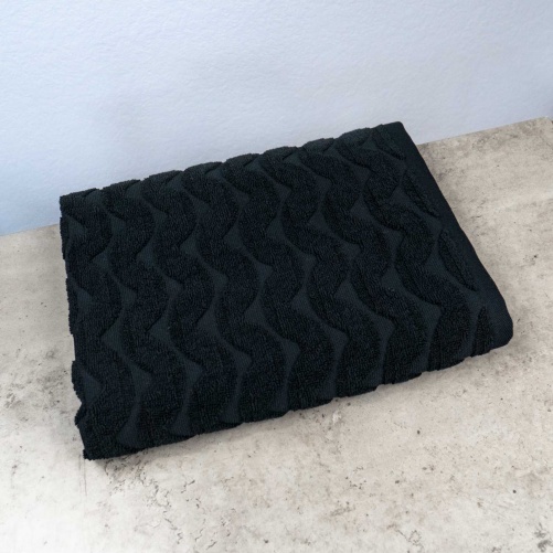 Махровий рушник для обличчя та рук Жакардовий Хвиля GM Textile 50х90см 500г/м2 (Чорний)