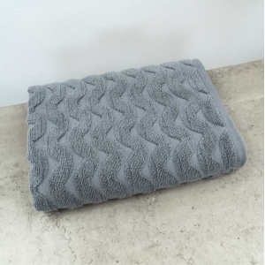 Махровий рушник для обличчя та рук Жакардовий Хвиля GM Textile 50х90см 500г/м2 (Сірий)