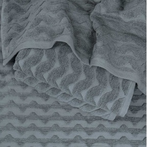 Махровий рушник для обличчя та рук Жакардовий Хвиля GM Textile 50х90см 500г/м2 (Сірий)