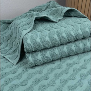 Махровий рушник для обличчя та рук Жакардовий Хвиля GM Textile 50х90см 500г/м2 (М'ята)