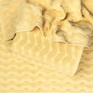 Махровий банний рушник Жакардовий Хвиля GM Textile 70х140см 500г/м2 (Жовтий)