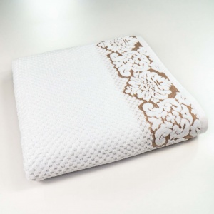 Банний махровий рушник 70x140см Damask Преміум якості Жакардовий з велюром 550г/м2 (Білий)