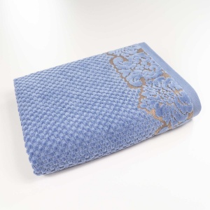 Рушник махровий середній 50x90см Damask Преміум якості Жакардовий з велюром 550г/м2 (Синій)