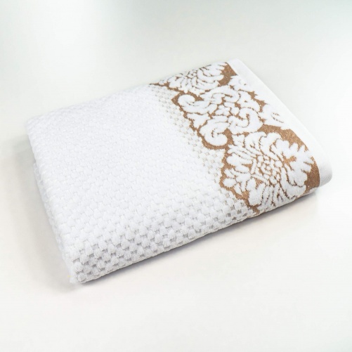Рушник махровий середній 50x90см Damask Преміум якості Жакардовий з велюром 550г/м2 (Білий)