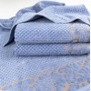 Комплект махрових рушників 3шт 40x70см, 50x90см, 70x140см Damask Преміум якості Жакардове з велюром (Синій)