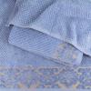 Комплект махрових рушників 3шт 40x70см, 50x90см, 70x140см Damask Преміум якості Жакардове з велюром (Синій)