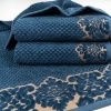 Комплект махрових рушників 3шт 40x70см, 50x90см, 70x140см Damask Преміум якості Жакардове з велюром (Темно-Синій)