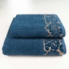 Набір махрових рушників 2шт 50x90см, 70x140см Damask Преміум якості Жакардове з велюром 550г/м2 (Темно-Синій)