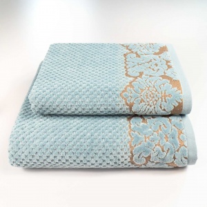 Набір махрових рушників 2шт 50x90см, 70x140см Damask Преміум якості Жакардове з велюром 550г/м2 (М'ятний)