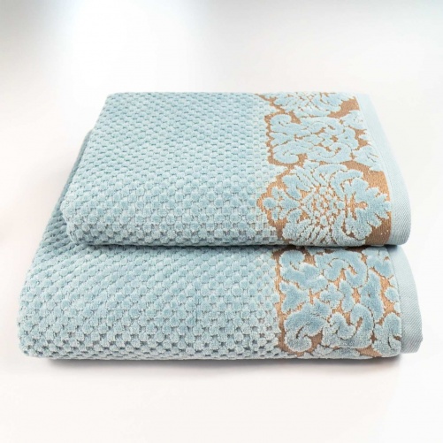 Набір махрових рушників 2шт 50x90см, 70x140см Damask Преміум якості Жакардове з велюром 550г/м2 (М'ятний)