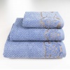 Комплект махрових рушників 3шт 40x70см, 50x90см, 70x140см Damask Преміум якості Жакардове з велюром (Синій)