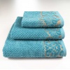 Комплект махрових рушників 3шт 40x70см, 50x90см, 70x140см Damask Преміум якості Жакардове з велюром (Смарагдовий)