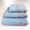 Комплект махрових рушників 3шт 40x70см, 50x90см, 70x140см Damask Преміум якості Жакардове з велюром (Світло-Синій)
