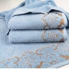 Комплект махрових рушників 3шт 40x70см, 50x90см, 70x140см Damask Преміум якості Жакардове з велюром (Світло-Синій)