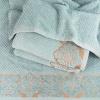 Банний махровий рушник 70x140см Damask Преміум якості Жакардовий з велюром 550г/м2 (М'ятний)