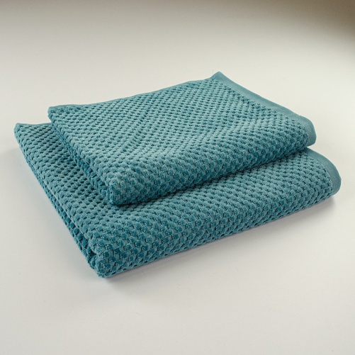 Набір махрових рушників однотонних 2шт 50x90см, 70x140см Damask Преміум якості Жакардове з велюром 550г/м2 (Смарагдовий)