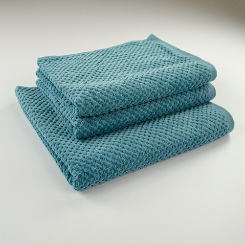 Набір махрових однотонних рушників 3шт 50x90см, 50x90см, 70x140см Damask Преміум якості Жакардове з велюром 550г/м2 (Смарагдовий)