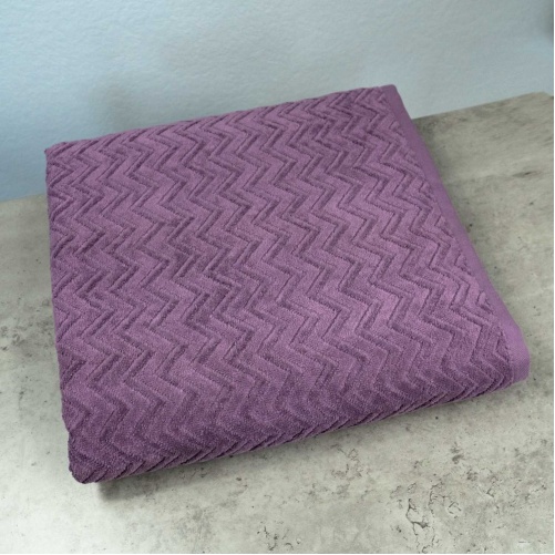 Банний махровий рушник GM Textile 70x140см Преміум якості Жакардовий з велюром 550г/м2 (Темно-Фіолетовий)