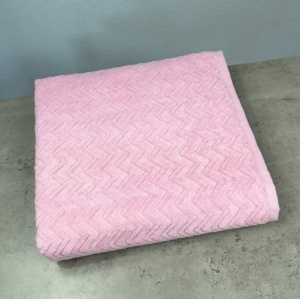 Банний махровий рушник GM Textile 70x140см Преміум якості Жакардовий з велюром 550г/м2 (Рожевий)
