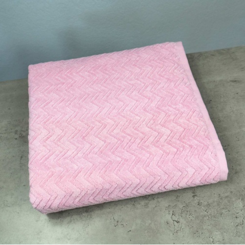 Банний махровий рушник GM Textile 70x140см Преміум якості Жакардовий з велюром 550г/м2 (Рожевий)