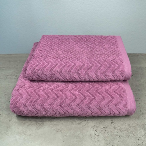 Набір махрових рушників Жакардових з велюром 2шт GM Textile 50x90см, 70x140см 550г/м2 (Фіолетовий)