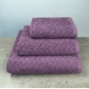 Набір махрових рушників Жакардових з велюром 3шт GM Textile 40x70см, 50x90см, 70x140см 550г/м2 (Темно-Фіолетовий)