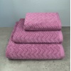 Набір махрових рушників Жакардових з велюром 3шт GM Textile 40x70см, 50x90см, 70x140см 550г/м2 (Фіолетовий)