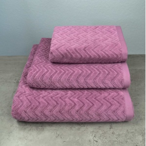 Набір махрових рушників Жакардових з велюром 3шт GM Textile 40x70см, 50x90см, 70x140см 550г/м2 (Фіолетовий)
