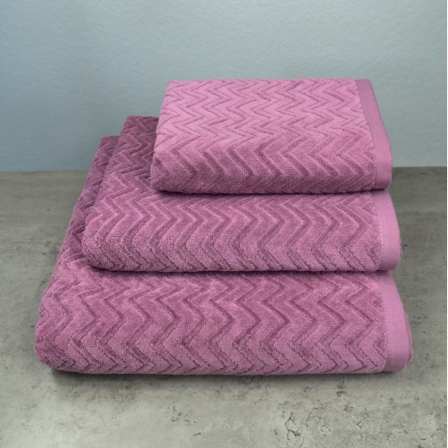 Набір махрових рушників Жакардових з велюром 3шт GM Textile 40x70см, 50x90см, 70x140см 550г/м2 (Фіолетовий)