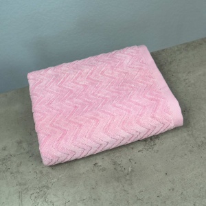 Набір махрових рушників Жакардових з велюром 3шт GM Textile 40x70см, 50x90см, 70x140см 550г/м2 (Рожевий)