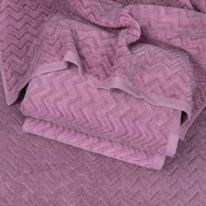 Банний махровий рушник GM Textile 70x140см Преміум якості Жакардовий з велюром 550г/м2 (Фіолетовий)