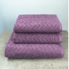 Набір махрових рушників Жакардових з велюром 3шт GM Textile 50x90см, 50x90см, 70x140см 550г/м2 (Темно-Фіолетовий)